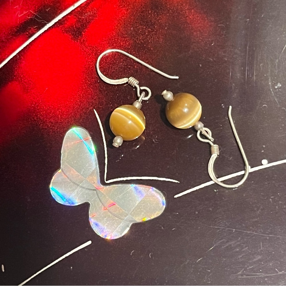 Honey tiger’s eye sterling silver earrings
